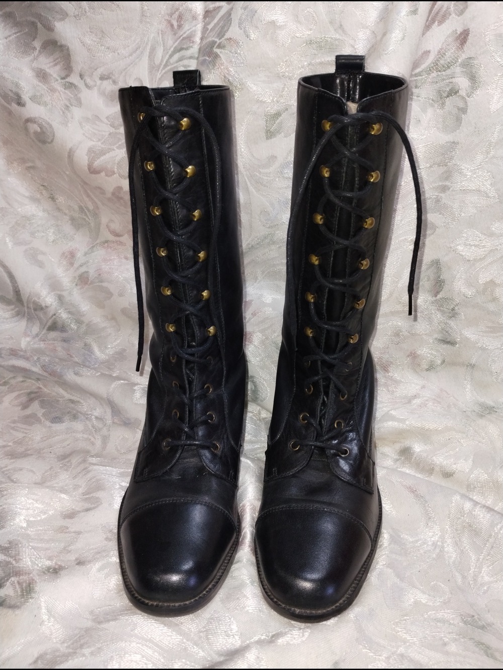 Vtg Enzo Angiolini 6 - M -Women’s Y Tartan Black Leather Lace Up Boots
